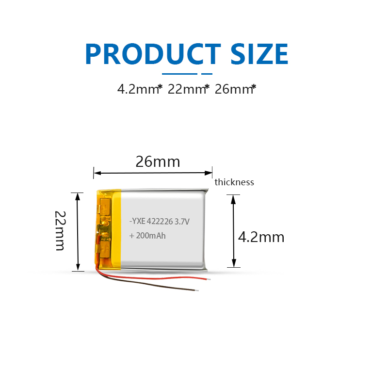 3.7 V Li-ion Battery 422226-200mah